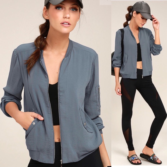Lulus Jackets & Blazers - 🆕 Slate Blue Bomber Jacket